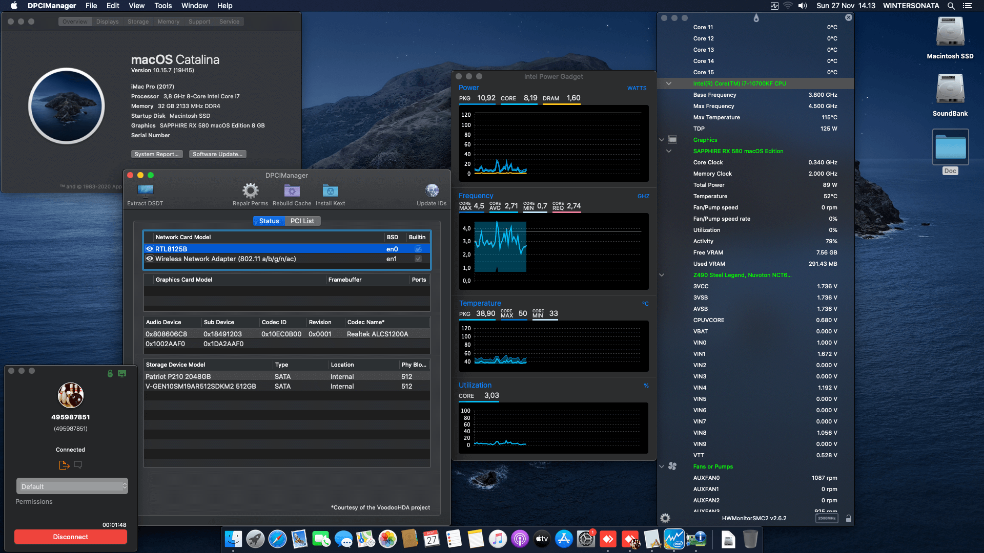 Success Hackintosh macOS Catalina 10.15.7 Build 19H15 in Asrock Z490 Steel Legend + Intel Core i7 10700KF + Sapphire RX 580